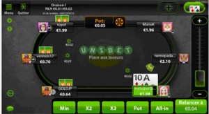 Snapshot de l’appli mobile de Unibet Poker sur un iPhone