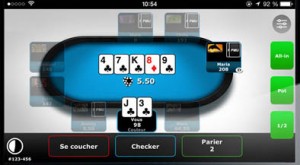 Snapshot d’ l’appli PMU Poker sur tablette Samsung Android